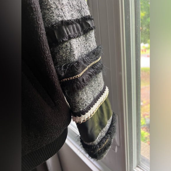 Endless Rose jacket M/L zipper pockets black gold grey coat Anthropologie M L - Picture 5 of 13